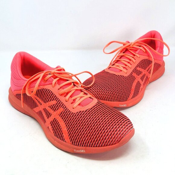 Asics Shoes Womens 10 Fluorescent Coral FuzeX Rush Running Sneaker Trainers Gym - Picture 1 of 9